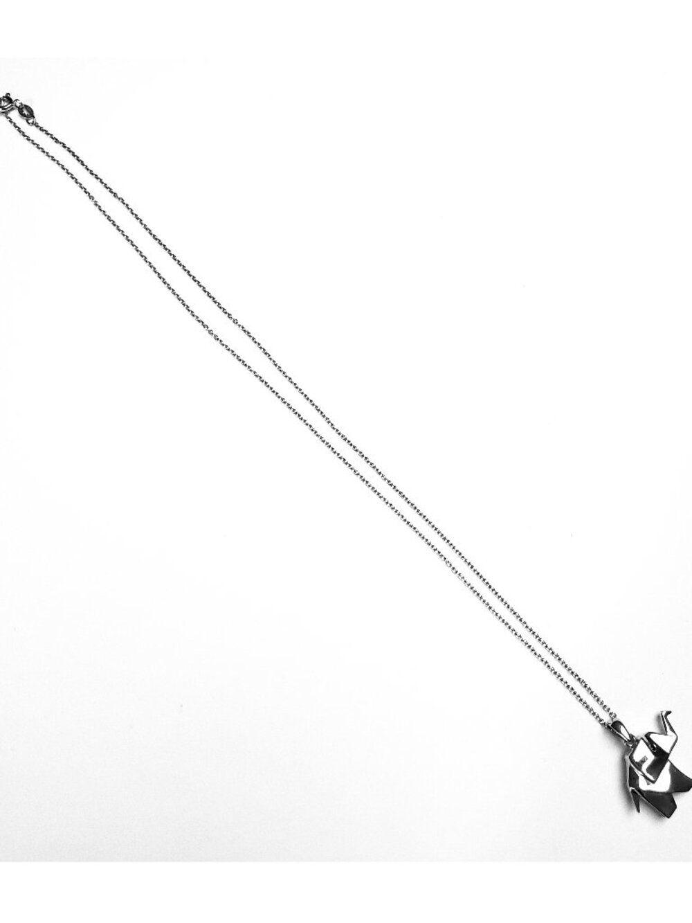Helzberg Sterling Silver Origami Elephant Black Diamond Necklace - Picture 5 of 6